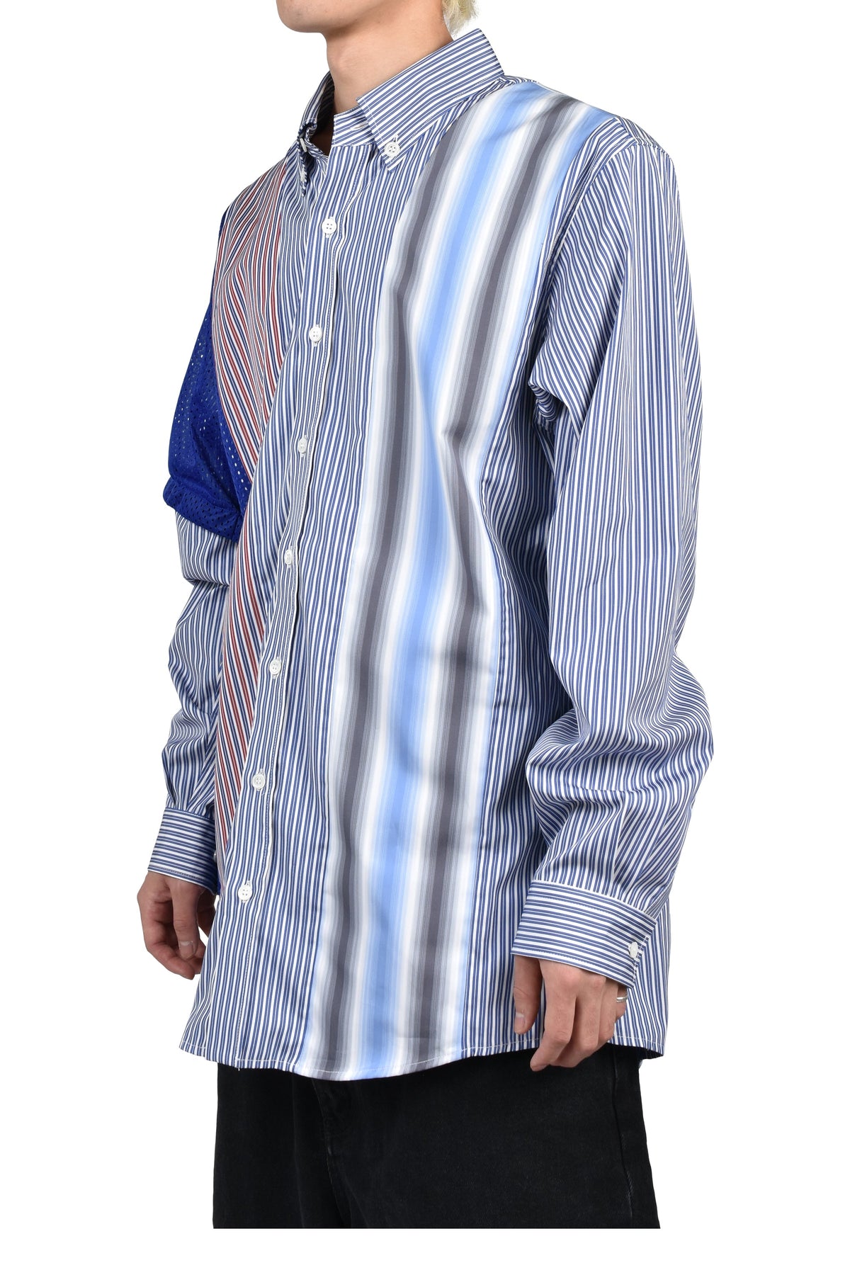 AWGE  オーグ 【本物保証】 シャツ、ストリートスタイル、メンズ MIX SHIRT // ALL UNIQUE! / WHT/BLU