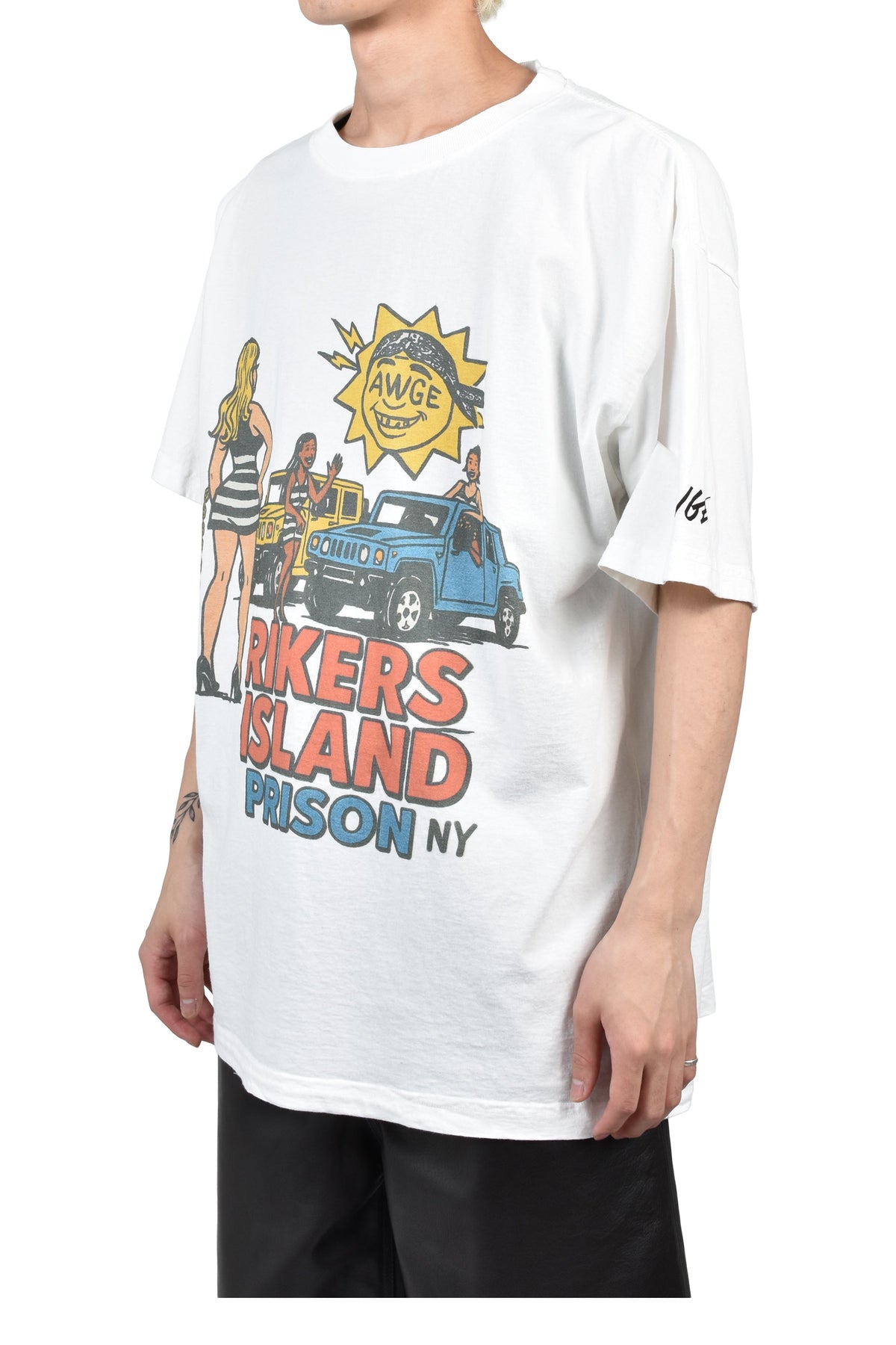 AWGE オーグ 【本物保証】 Tシャツ、ストリートスタイル、メンズ   RIKERS ISLAND TEE / WHT