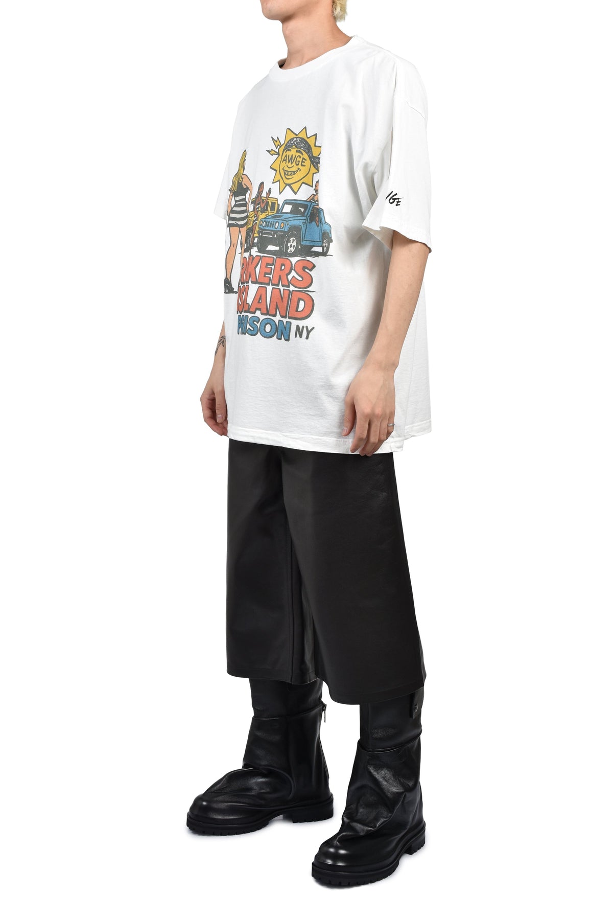 AWGE オーグ 【本物保証】 Tシャツ、ストリートスタイル、メンズ   RIKERS ISLAND TEE / WHT