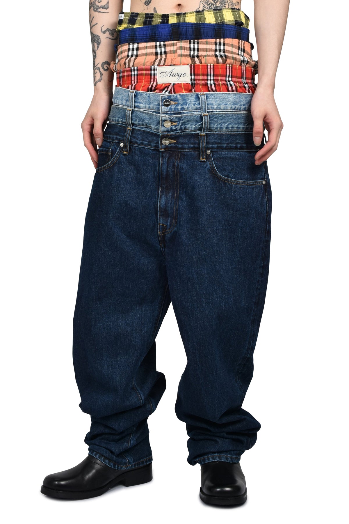 AWGE オーグ 【本物保証】 パンツ、ストリートスタイル、メンズ  STACKED DENIM / MULTI