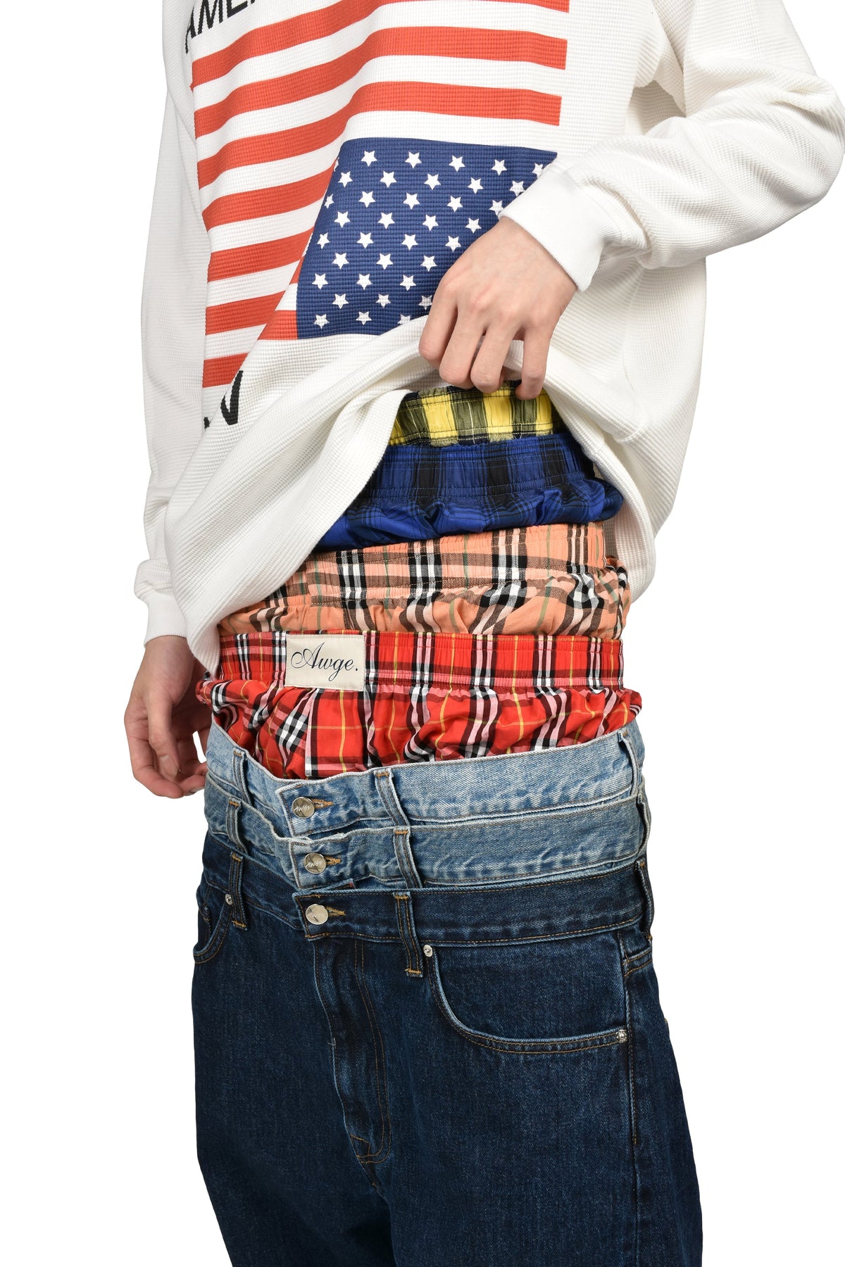 AWGE オーグ 【本物保証】 パンツ、ストリートスタイル、メンズ  STACKED DENIM / MULTI