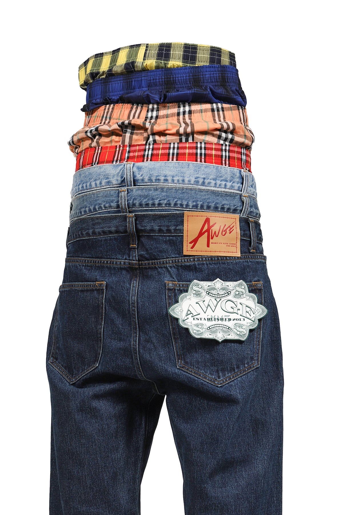 AWGE オーグ 【本物保証】 パンツ、ストリートスタイル、メンズ  STACKED DENIM / MULTI