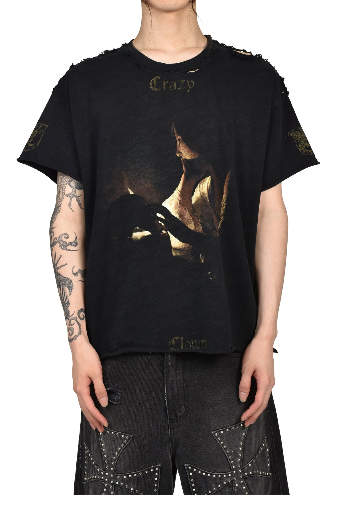 Crazy Clown LA クレイジー クラウン エルエー 【本物保証】 Tシャツ ストリート系 メンズ GEORGE DE LA TOUR T-SHIRT / Lv.2.5 / BLK