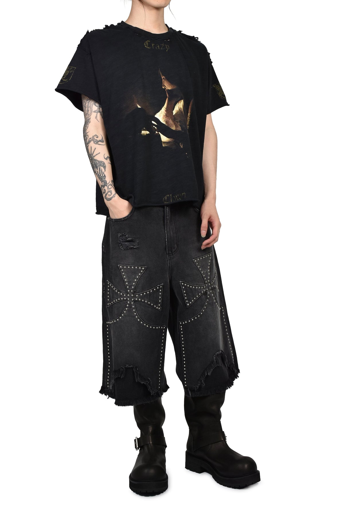 Crazy Clown LA クレイジー クラウン エルエー 【本物保証】 Tシャツ ストリート系 メンズ GEORGE DE LA TOUR T-SHIRT / Lv.2.5 / BLK