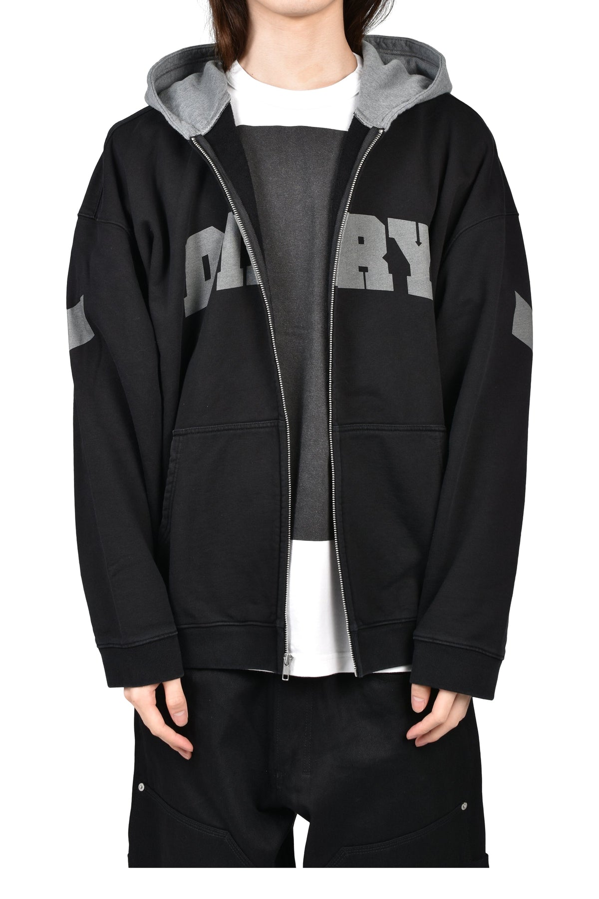 DIARY 1999 ダイアリー 1999【本物保証】 パーカー、ストリートスタイル、メンズ  ARCH LOGO ZIP HOODIE / BLK GRY