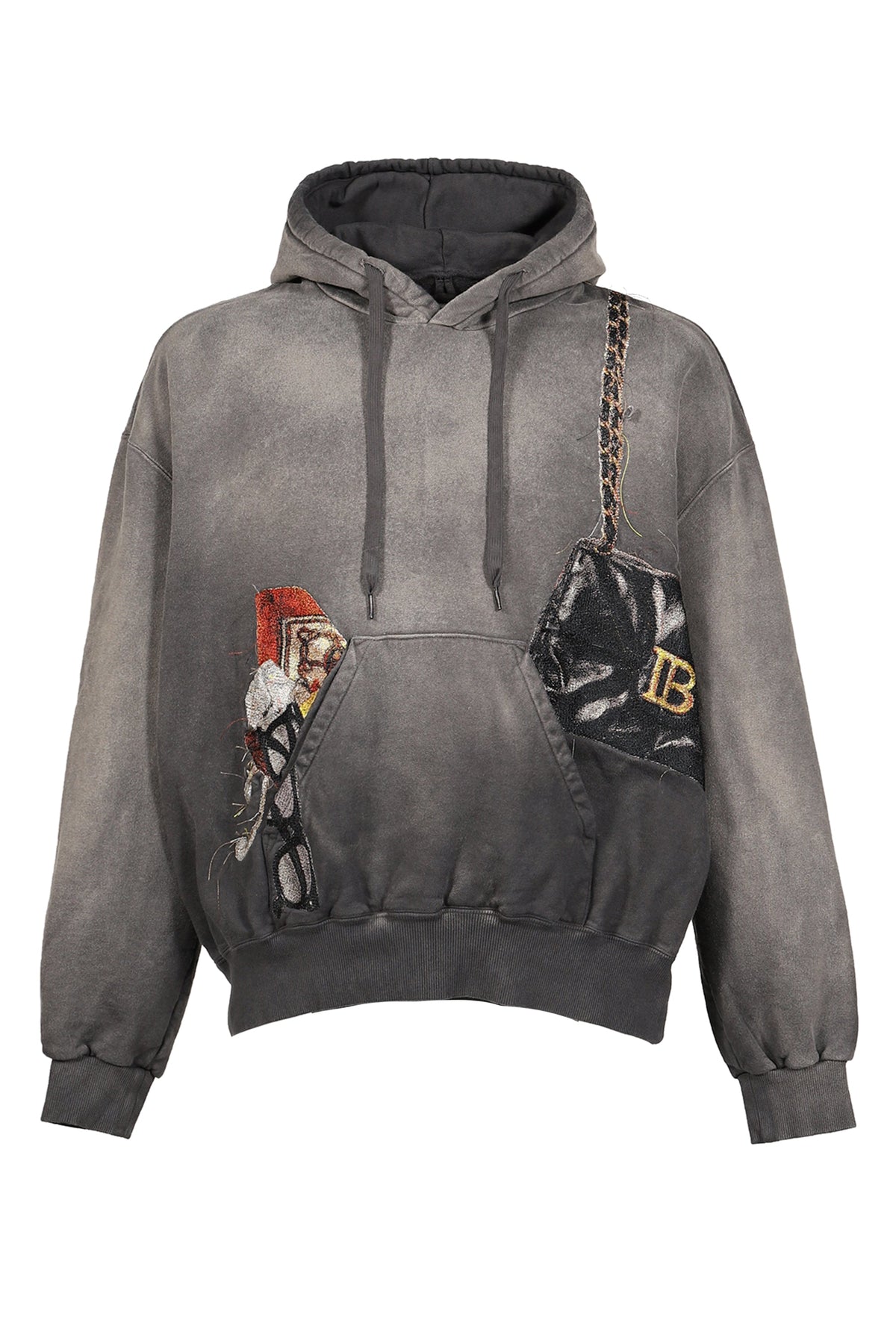 doublet ダブレット 【本物保証】 パーカー ストリート系 メンズ TROMPE L’OEIL EMBROIDERY HOODIE / BLK