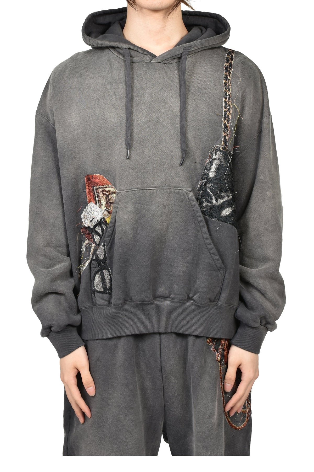 doublet ダブレット 【本物保証】 パーカー ストリート系 メンズ TROMPE L’OEIL EMBROIDERY HOODIE / BLK