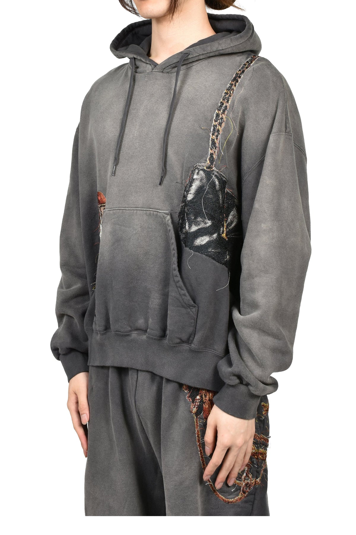 doublet ダブレット 【本物保証】 パーカー ストリート系 メンズ TROMPE L’OEIL EMBROIDERY HOODIE / BLK