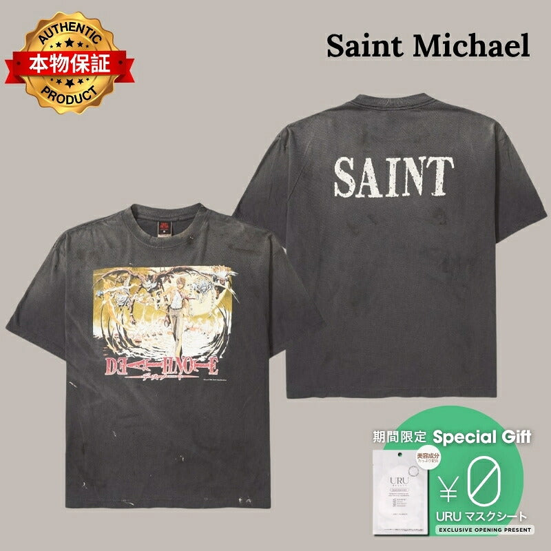 SAINT M×××××× セントマイケル 【本物保証】 Tシャツ ストリート系 ユニセックス セントマイケル x デスノート ショートスリーブ Tシャツ "ブラック"