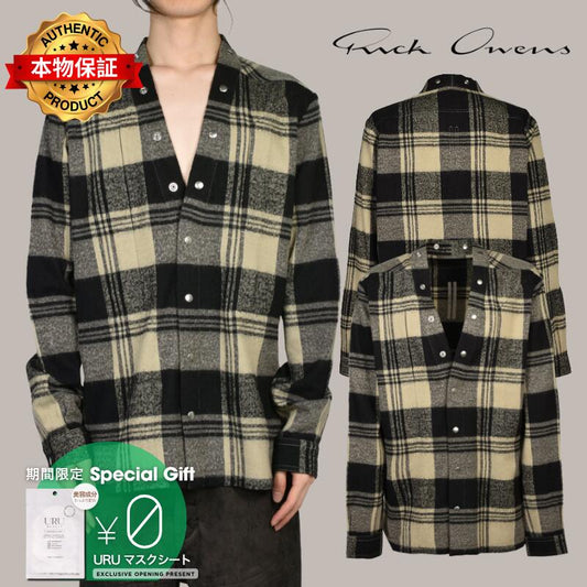 Rick Owens リックオウエンス 【本物保証】 Tシャツ ストリート系 メンズ LARRY FOGPOCKET SHIRT / PEARL PLAID