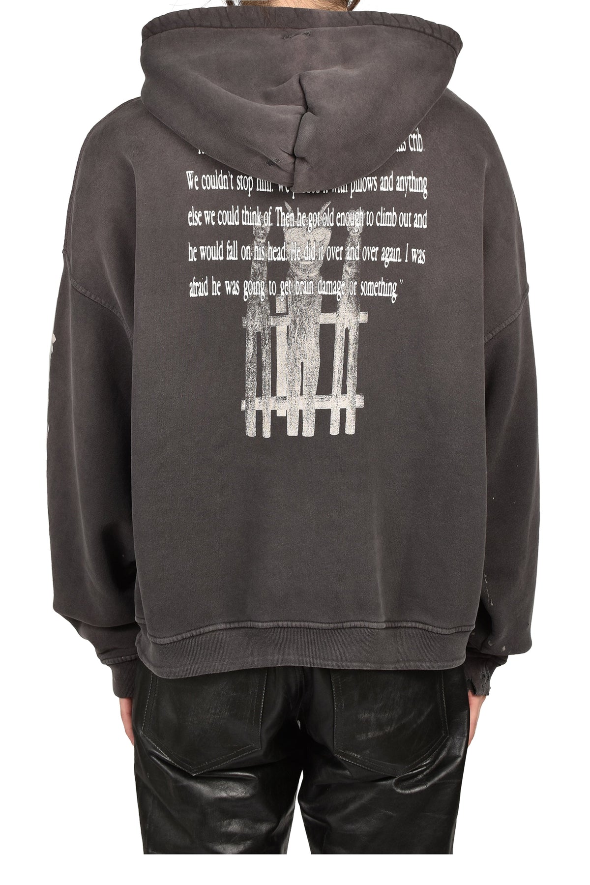 ENFANTS RICHES DEPRIMES アンファン リッシュ デプリメ【本物保証】 パーカー、ストリートスタイル、メンズ  HEAD AGAINST THE BARS HOODIE / WASHED BLK