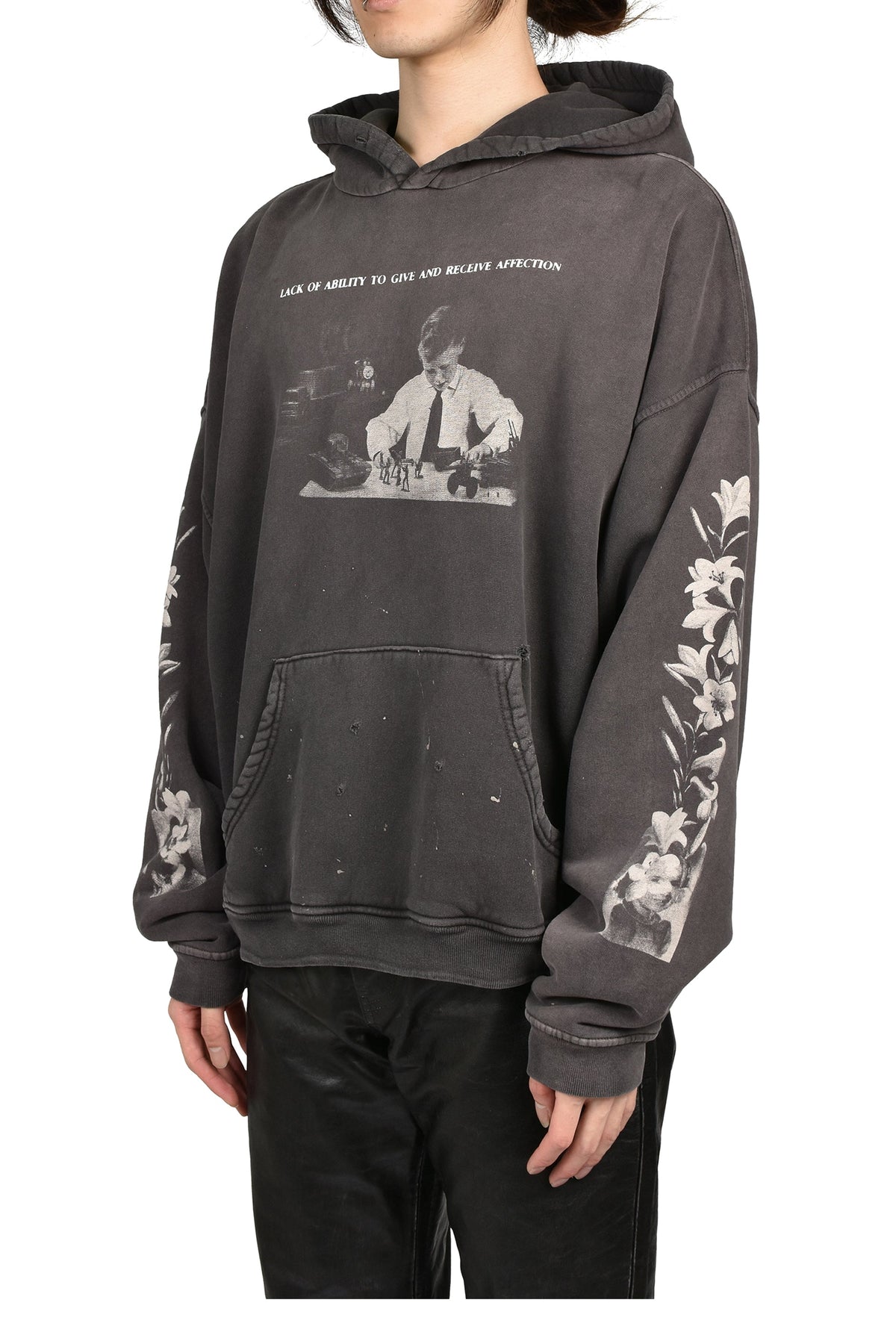 ENFANTS RICHES DEPRIMES アンファン リッシュ デプリメ【本物保証】 パーカー、ストリートスタイル、メンズ  HEAD AGAINST THE BARS HOODIE / WASHED BLK