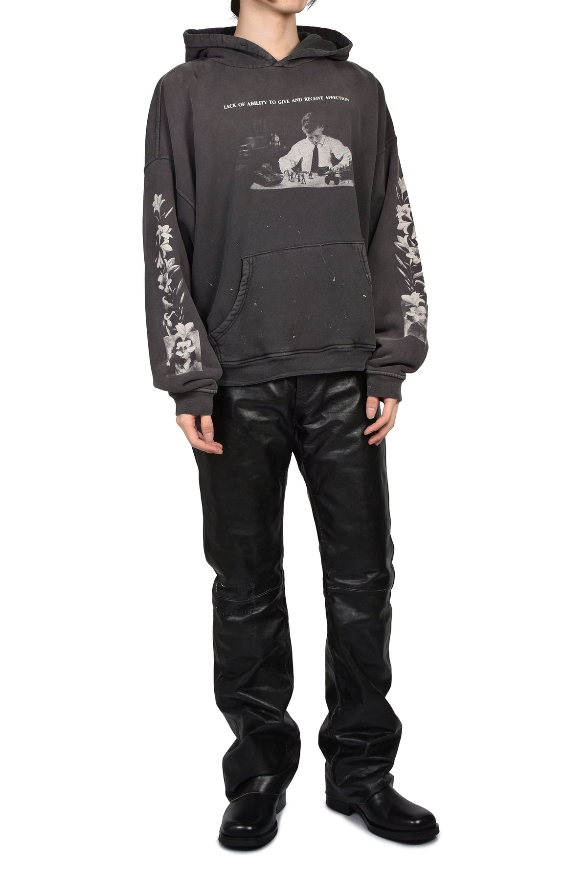 ENFANTS RICHES DEPRIMES アンファン リッシュ デプリメ【本物保証】 パーカー、ストリートスタイル、メンズ  HEAD AGAINST THE BARS HOODIE / WASHED BLK