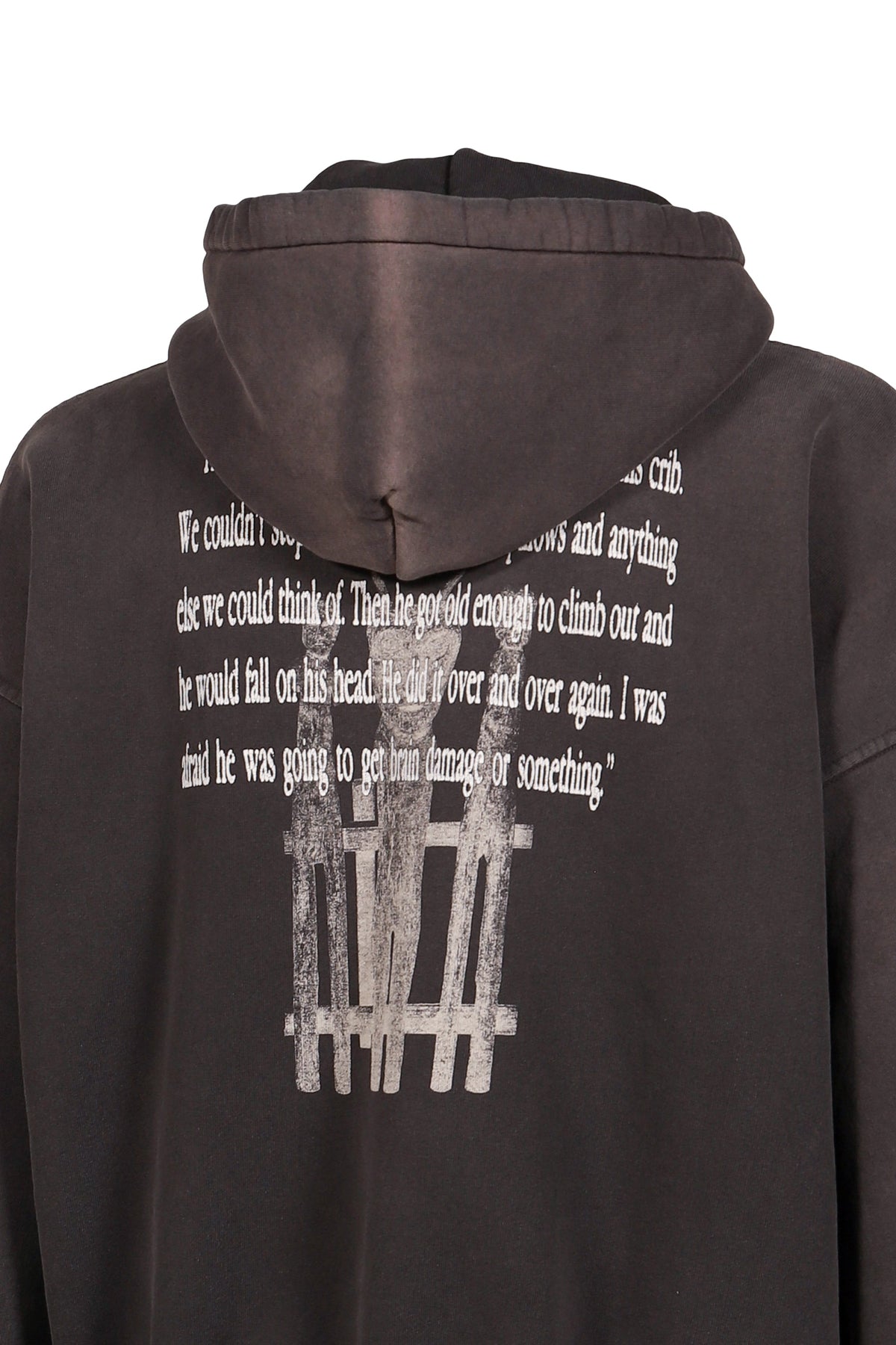 ENFANTS RICHES DEPRIMES アンファン リッシュ デプリメ【本物保証】 パーカー、ストリートスタイル、メンズ  HEAD AGAINST THE BARS HOODIE / WASHED BLK