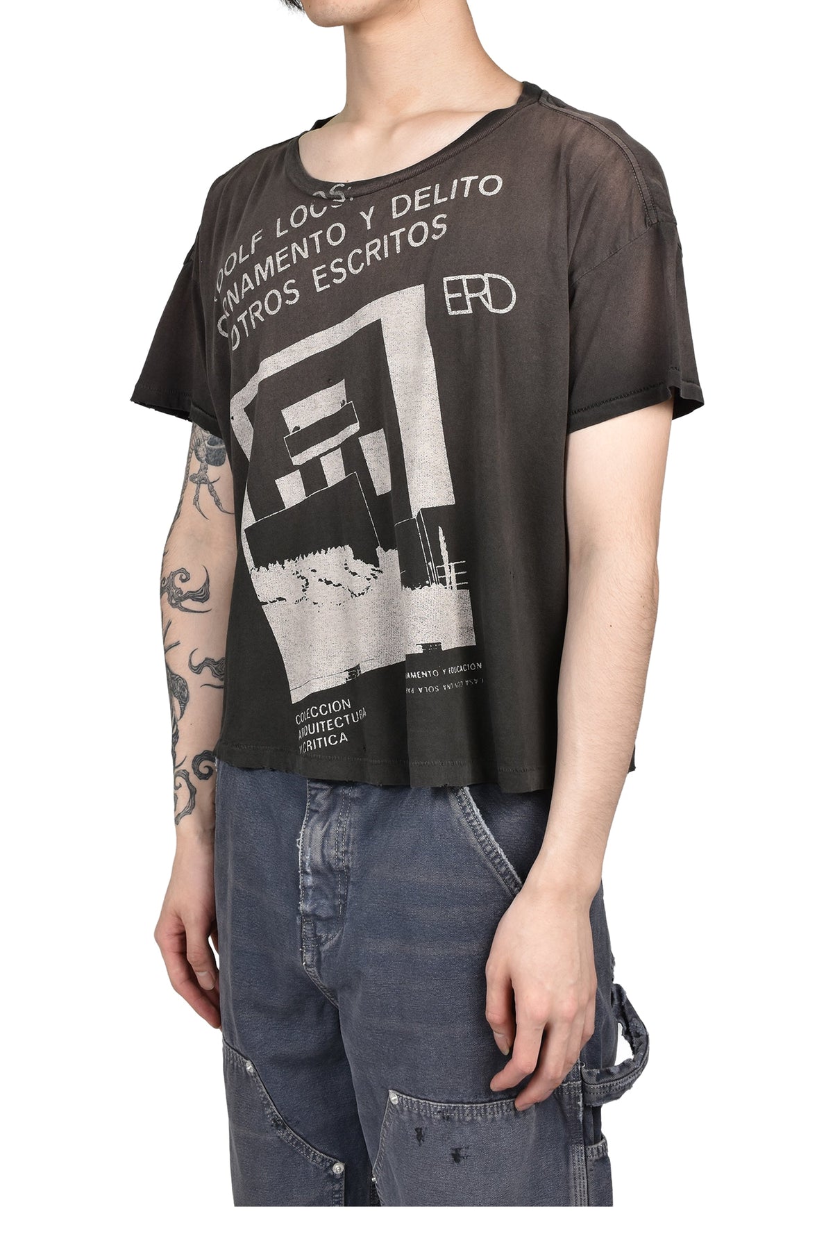 ENFANTS RICHES DEPRIMES  アンファン リッシュ デプリメ【本物保証】 Tシャツ、ストリートスタイル、メンズ ADOLF LOOS T-SHIRT / WASHED BLK