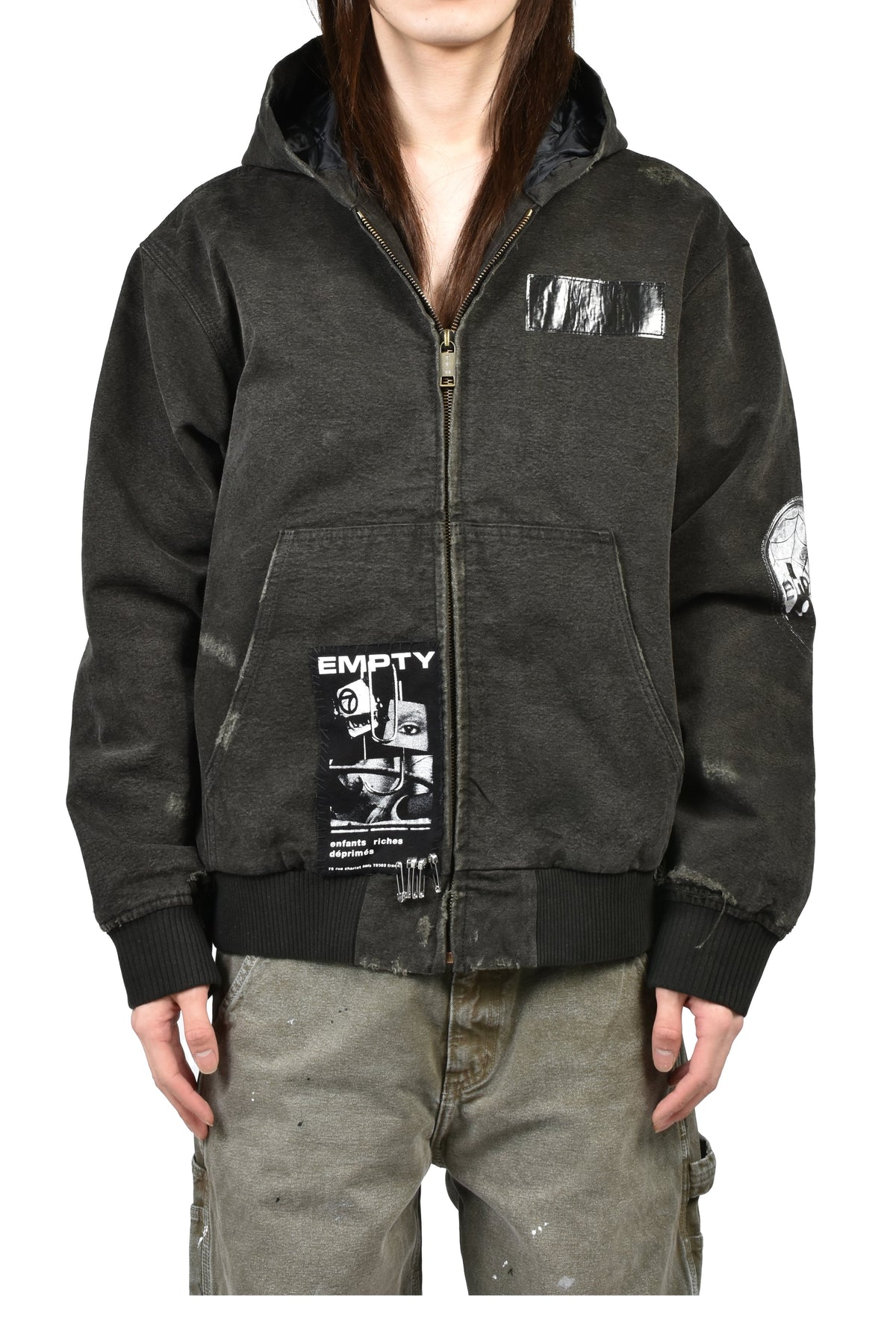 ENFANTS RICHES DEPRIMES 裕福で鬱を抱える子供たち 【本物保証】 パーカー ストリート系 メンズ WAR STARTED HOODED WORK JACKET / CRUST BLK