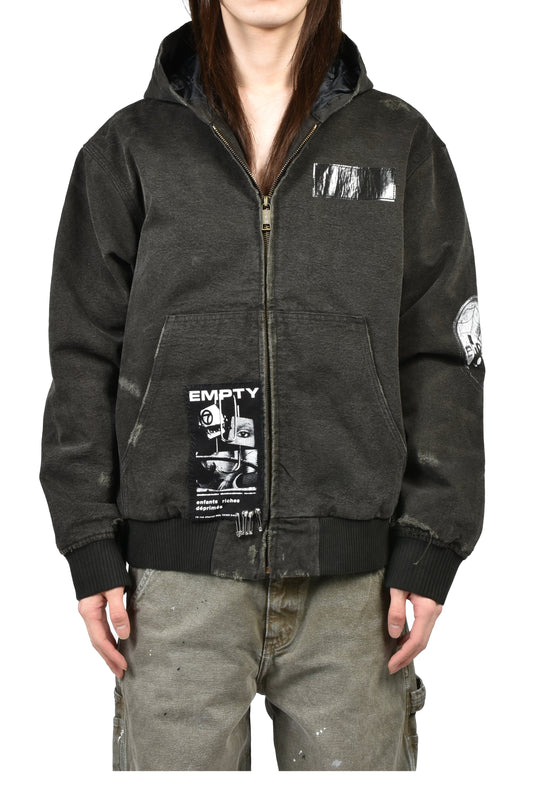 ENFANTS RICHES DEPRIMES 裕福で鬱を抱える子供たち 【本物保証】 パーカー ストリート系 メンズ WAR STARTED HOODED WORK JACKET / CRUST BLK