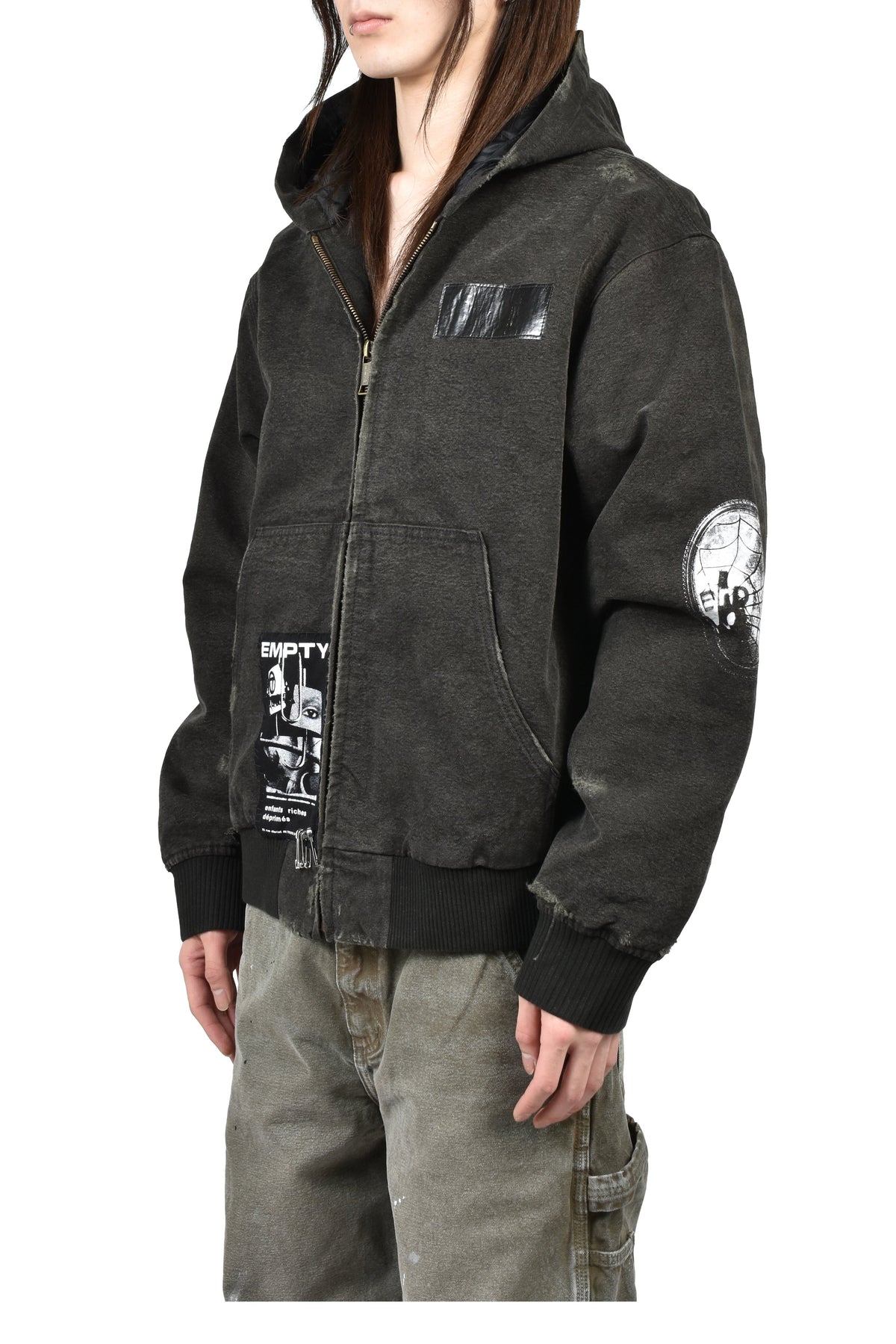ENFANTS RICHES DEPRIMES 裕福で鬱を抱える子供たち 【本物保証】 パーカー ストリート系 メンズ WAR STARTED HOODED WORK JACKET / CRUST BLK