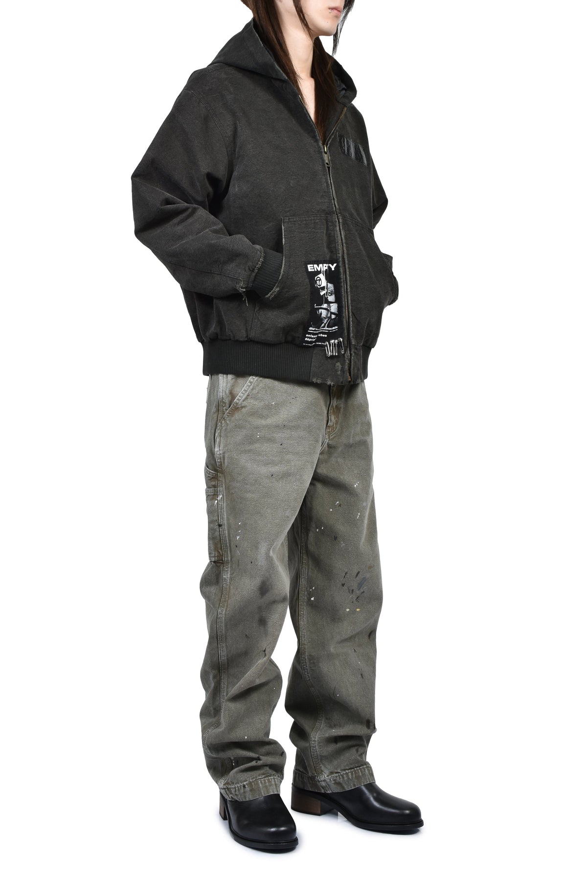 ENFANTS RICHES DEPRIMES 裕福で鬱を抱える子供たち 【本物保証】 パーカー ストリート系 メンズ WAR STARTED HOODED WORK JACKET / CRUST BLK