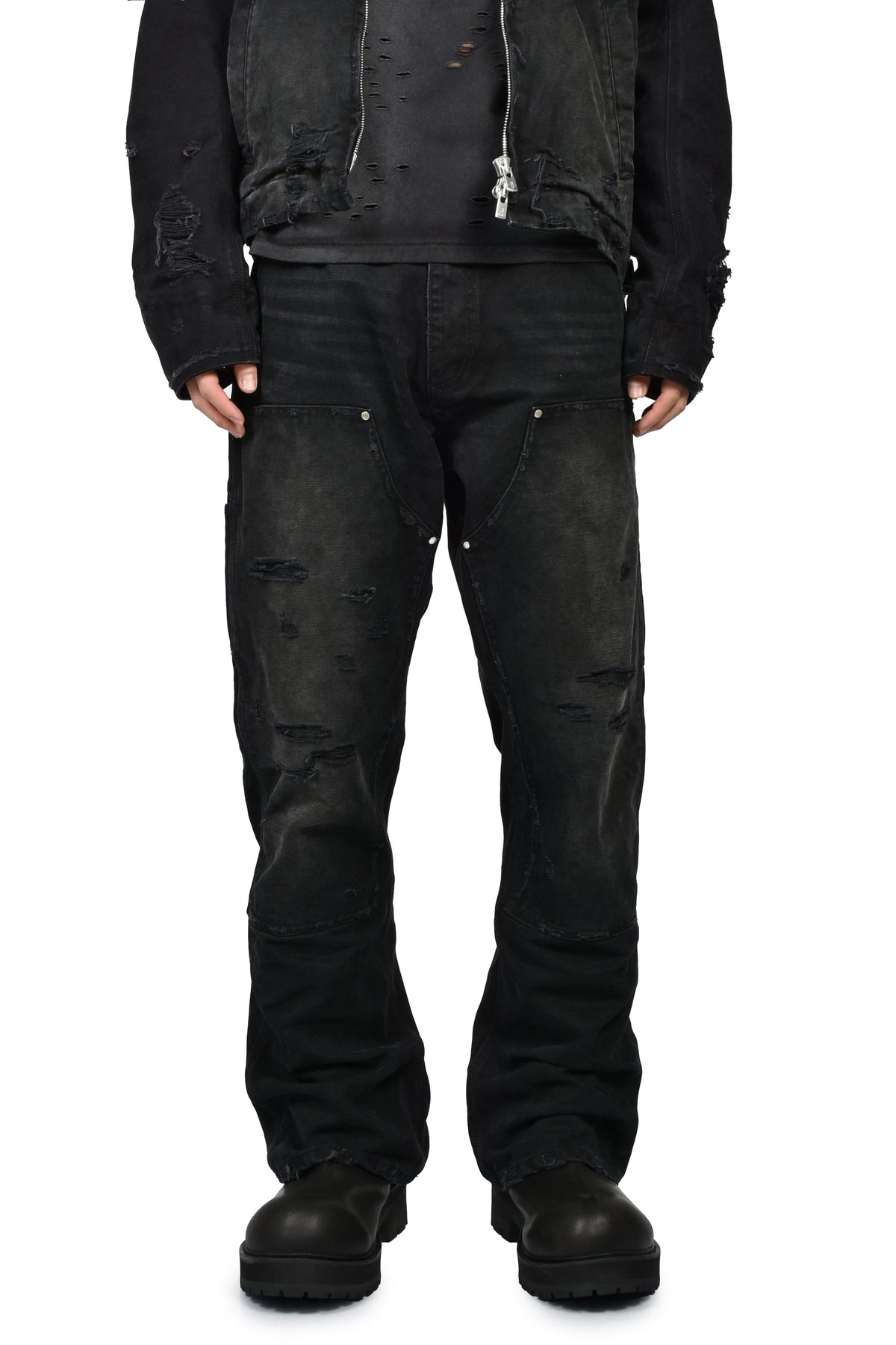 FILTH フィルス 【本物保証】 パンツ ストリート系 メンズ DIRTY DOUBLE KNEE FLARE / FADED BLK