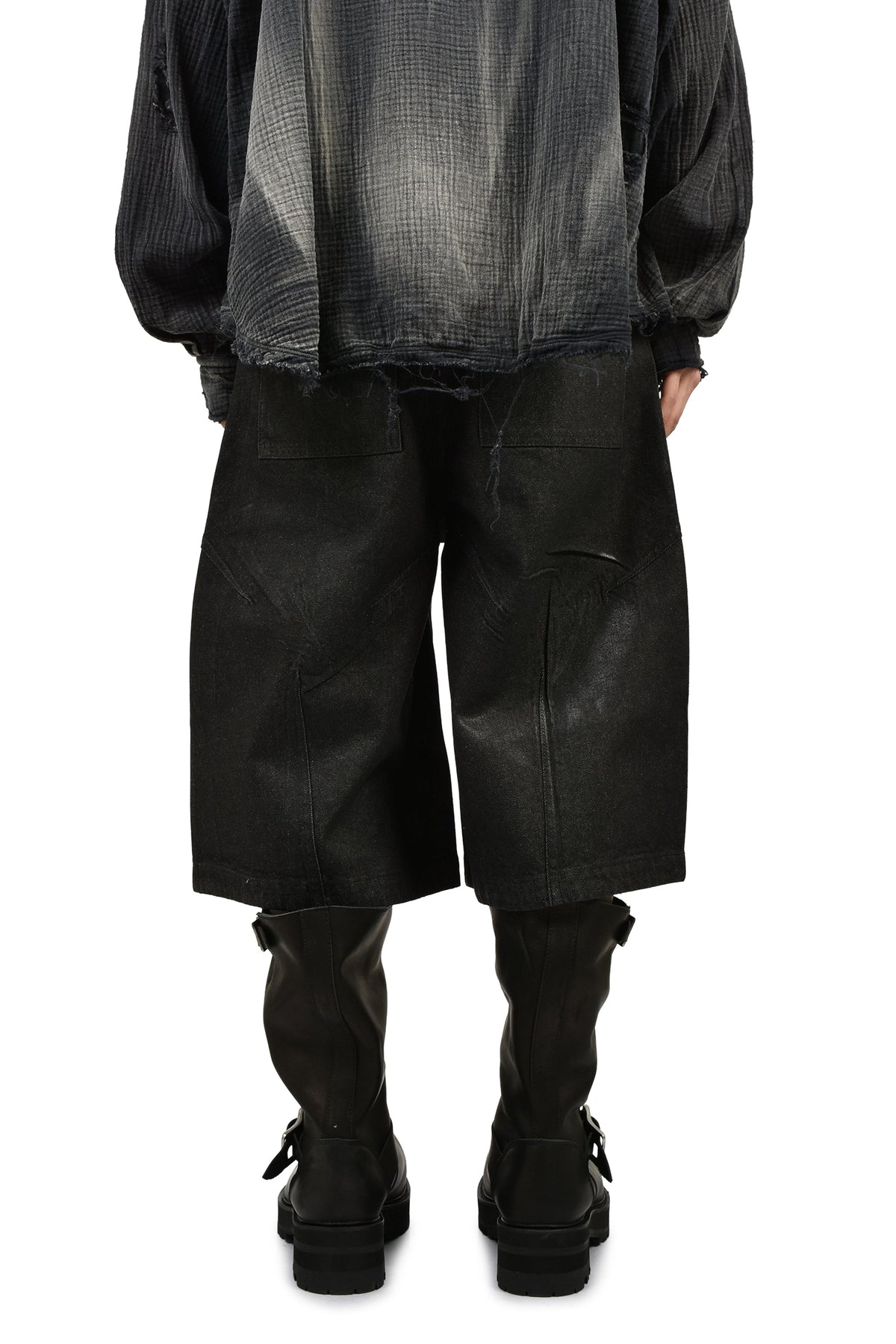 FILTH 汚物【本物保証】 ジャケット、ストリートスタイル、メンズ FRONT ZIP SHORTS / WAXED BLK
