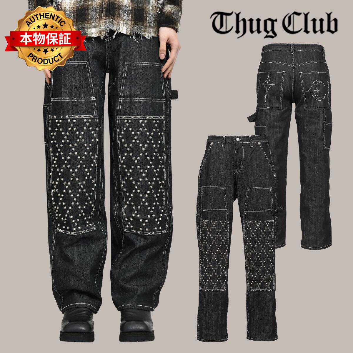 Thug Club サグクラブ 【本物保証】 パンツ、ストリートスタイル、メンズ ANGELS STUDDED WORK PANTS