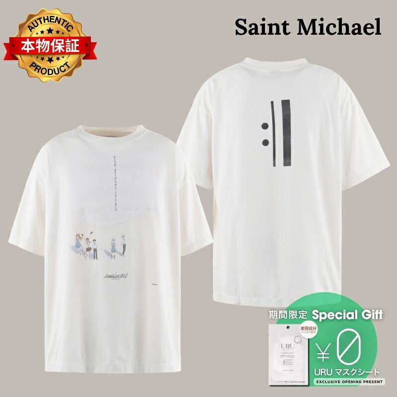 Saint Michael セントマイケル  【本物保証】Tシャツ、ストリートスタイル、メンズ EV_SS TEE/WHITE