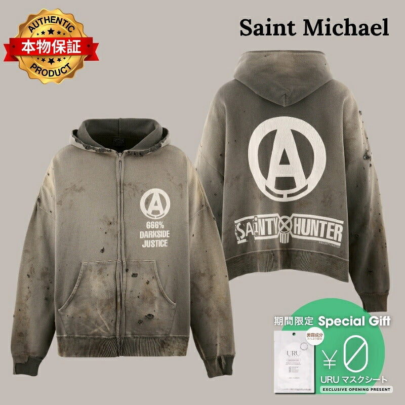 Saint Michael セントマイケル  【本物保証】パーカー、ストリートスタイル、メンズ BH_ZIP HOODIE/SNT HUNTER