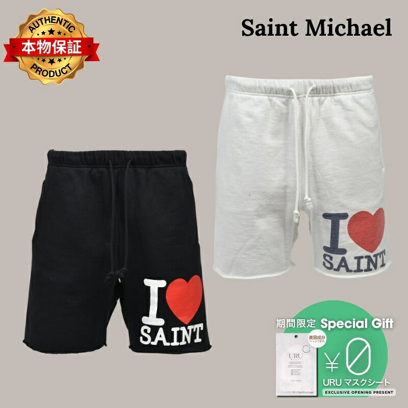 Saint Michael セントマイケル  【本物保証】ショートパンツ、ハーフパンツ、ストリートスタイル、メンズ  SWEAT SHORTS/I LOVE SAINT