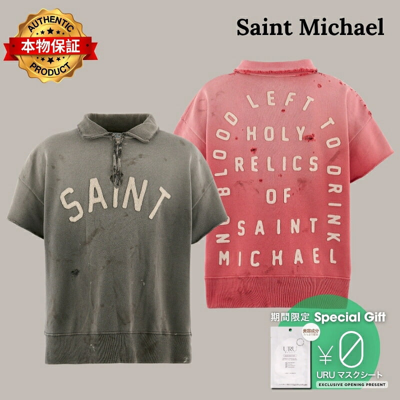 Saint Michael セントマイケル  【本物保証】トレーナー、ストリートスタイル、メンズ SS HALF ZIP SWEAT/SAINT