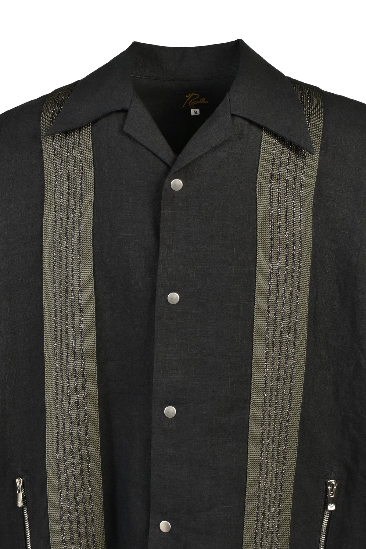 Needles ネペンテス 【本物保証】Tシャツ、ストリートスタイル、メンズ TRACK L/S OPEN COLLAR SHIRT - COTTON LINEN