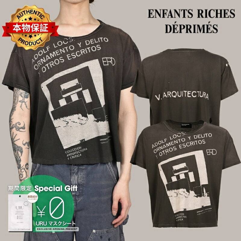 ENFANTS RICHES DEPRIMES  アンファン リッシュ デプリメ【本物保証】 Tシャツ、ストリートスタイル、メンズ ADOLF LOOS T-SHIRT / WASHED BLK