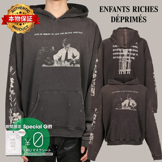 ENFANTS RICHES DEPRIMES アンファン リッシュ デプリメ【本物保証】 パーカー、ストリートスタイル、メンズ  HEAD AGAINST THE BARS HOODIE / WASHED BLK