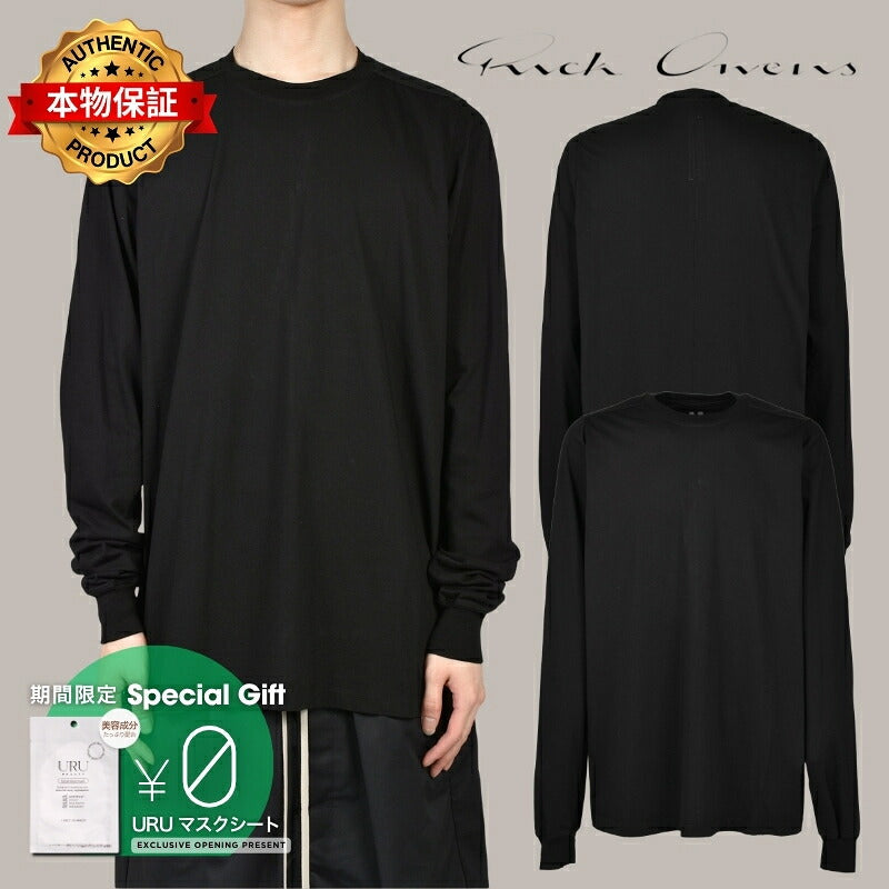 Rick Owens リックオウエンス 【本物保証】Tシャツ、ストリートスタイル、メンズ SHORT CREWNECK LS T / BLK
