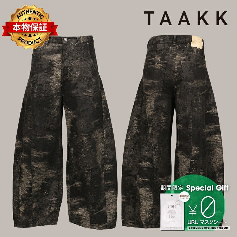 TAAKK ターク 【本物保証】 パンツ、ストリートスタイル、メンズ DENIM CURVED PANTS / GRY