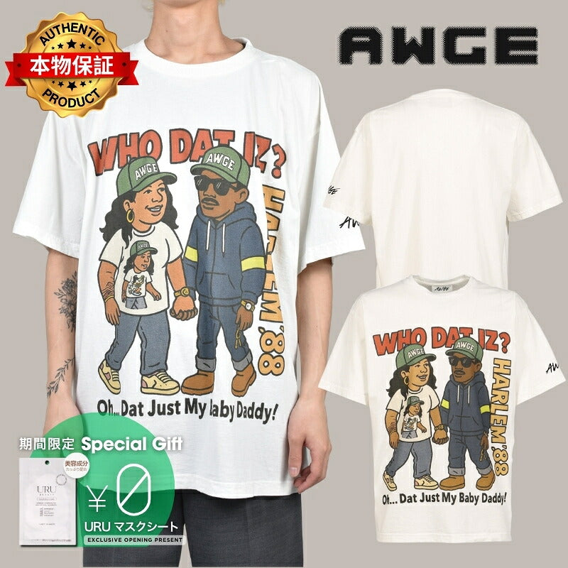 AWGE オーグ 【本物保証】 Tシャツ、ストリートスタイル、メンズ  AIRBRUSH TEE / WHT