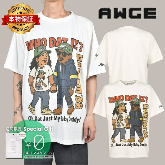 AWGE オーグ 【本物保証】 Tシャツ、ストリートスタイル、メンズ  AIRBRUSH TEE / WHT