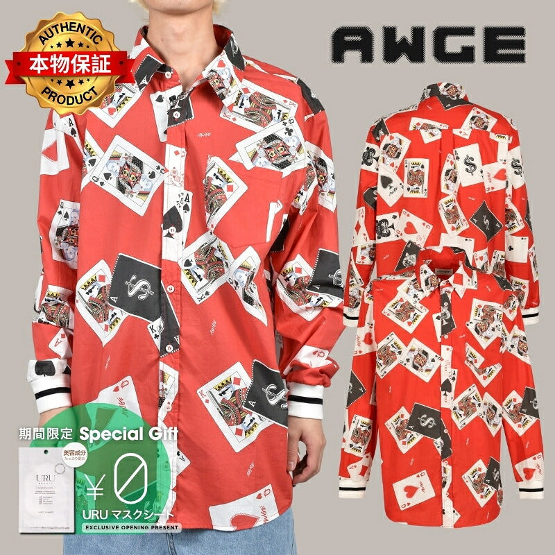 AWGE オーグ 【本物保証】 シャツ、ストリートスタイル、メンズ REGULAR SHIRT / RED