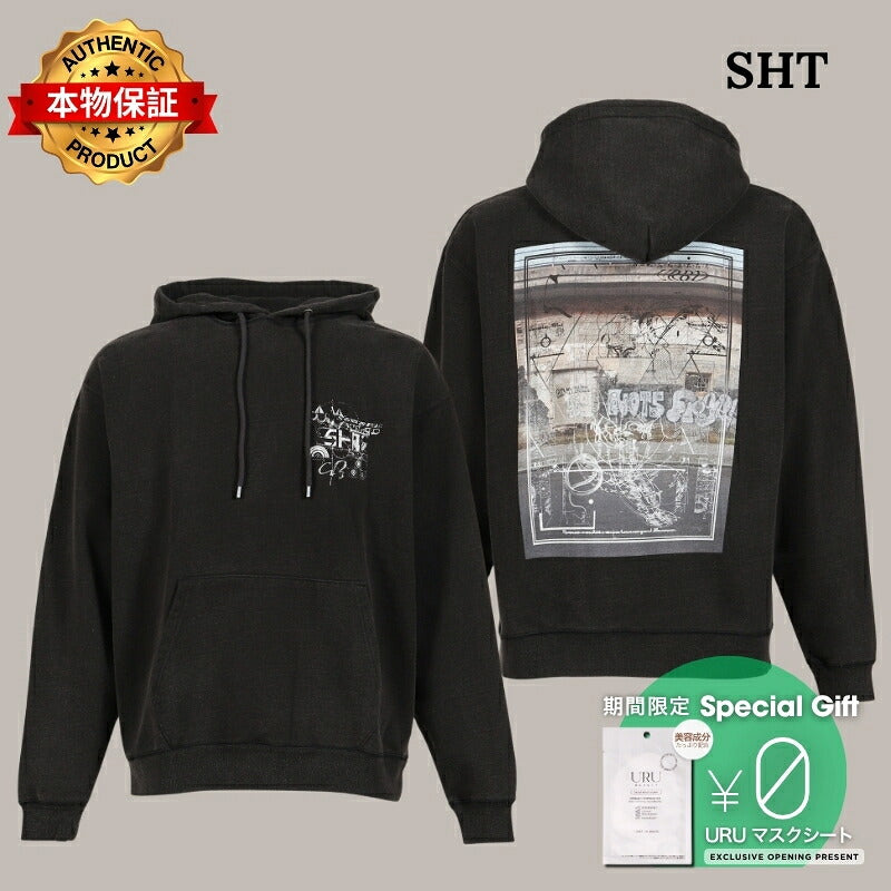 SHT 【本物保証】 パーカー、ストリートスタイル、メンズ    DEVASTATED WALL HOODIE / BLK