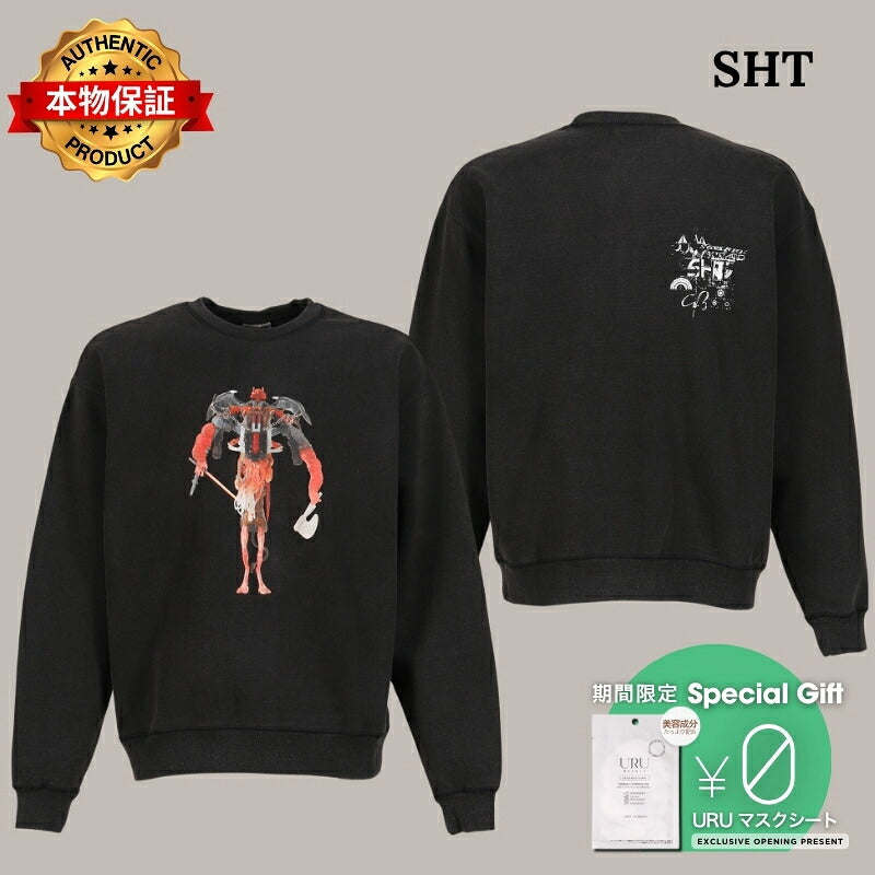 SHT 【本物保証】 トレーナー、ストリートスタイル、メンズ HEARTWORK SWEATSHIRT / BLK