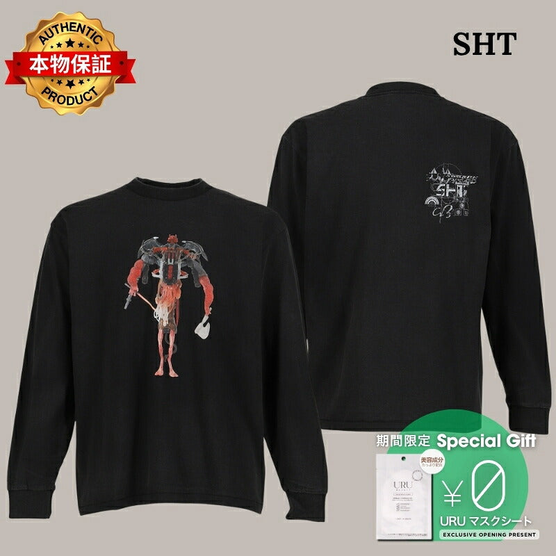 SHT【本物保証】 Tシャツ、ストリートスタイル、メンズHEARTWORK L/S TEE / BLK