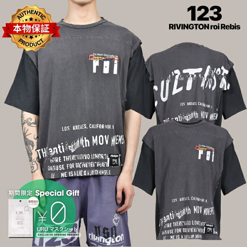 RRR123 【本物保証】 Tシャツ、ストリートスタイル、メンズ MODA APOCRYPHA QUAD TEE / BLK