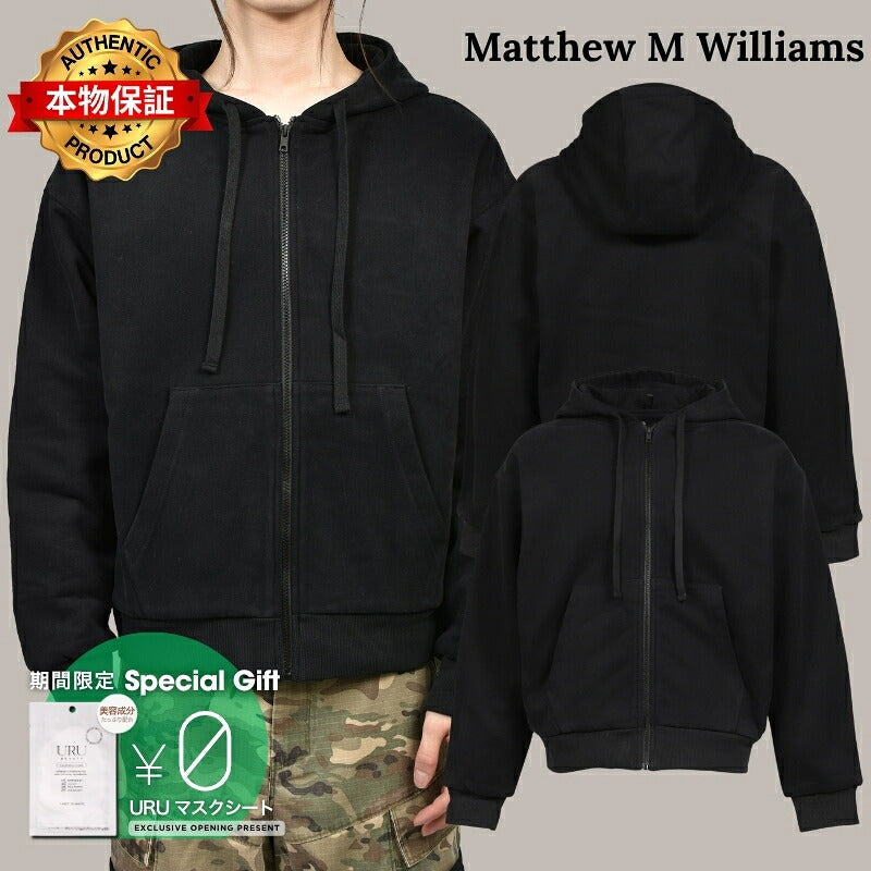 Matthew M. Williams マシュー・M・ウィリアムズ【本物保証】 パーカー、ストリートスタイル、メンズ DOUBLE LAYER ZIP UP HOODIE / BLK