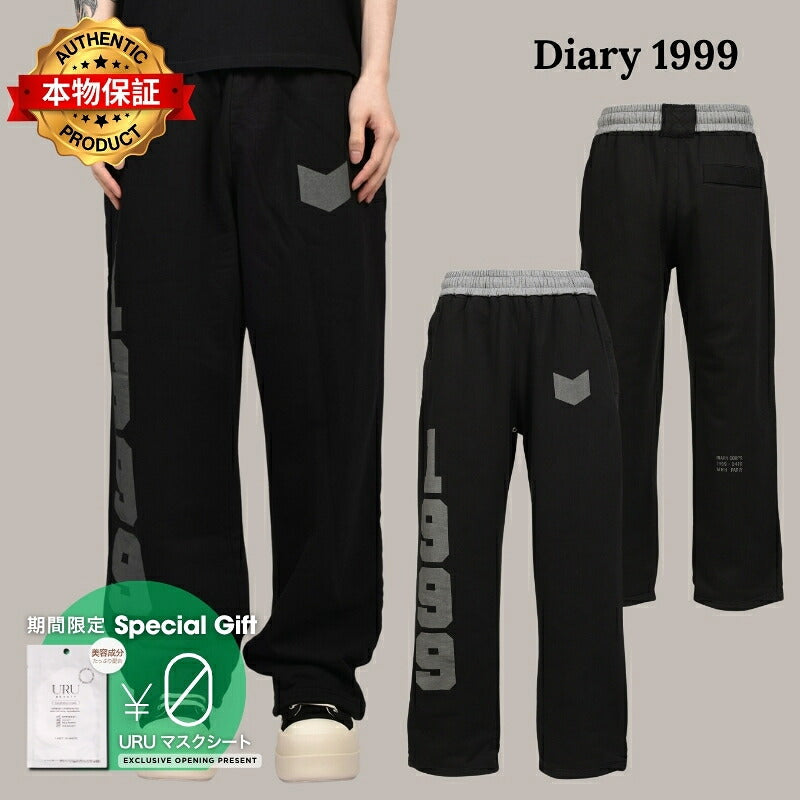 DIARY 1999 ダイアリー 1999【本物保証】 スウェットパンツ、ストリートスタイル、メンズ 1999 GRAPHIC SWEATPANT / BLK