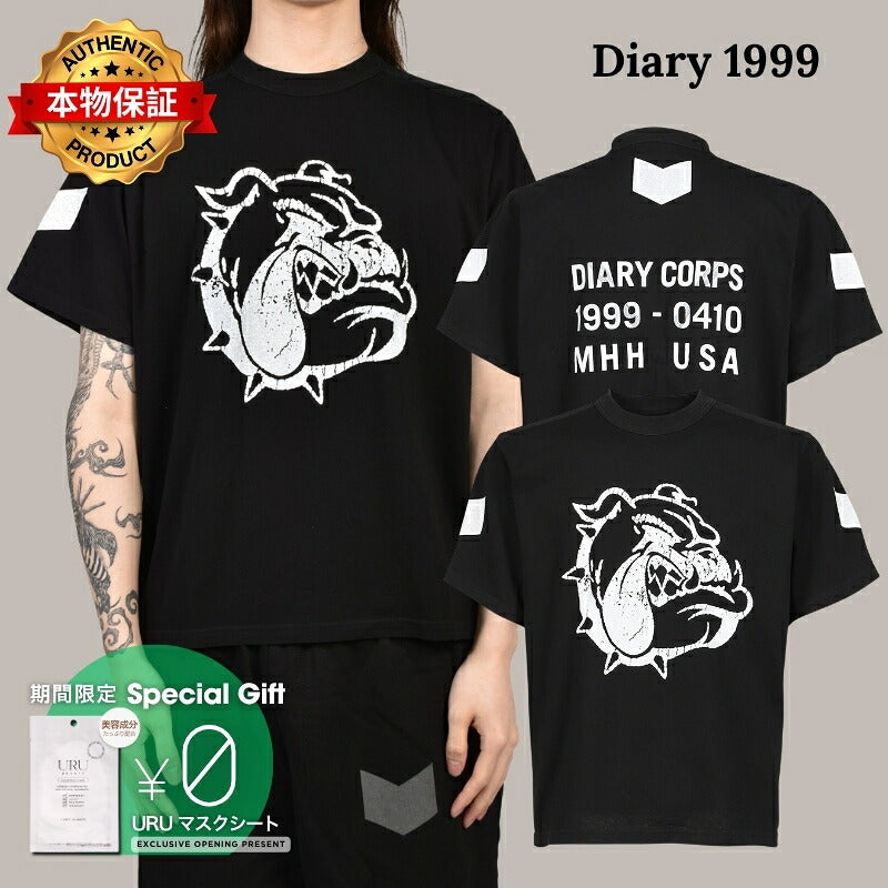 DIARY 1999 ダイアリー 1999【本物保証】Tシャツ、ストリートスタイル、メンズBULLDOG TEE / BLK