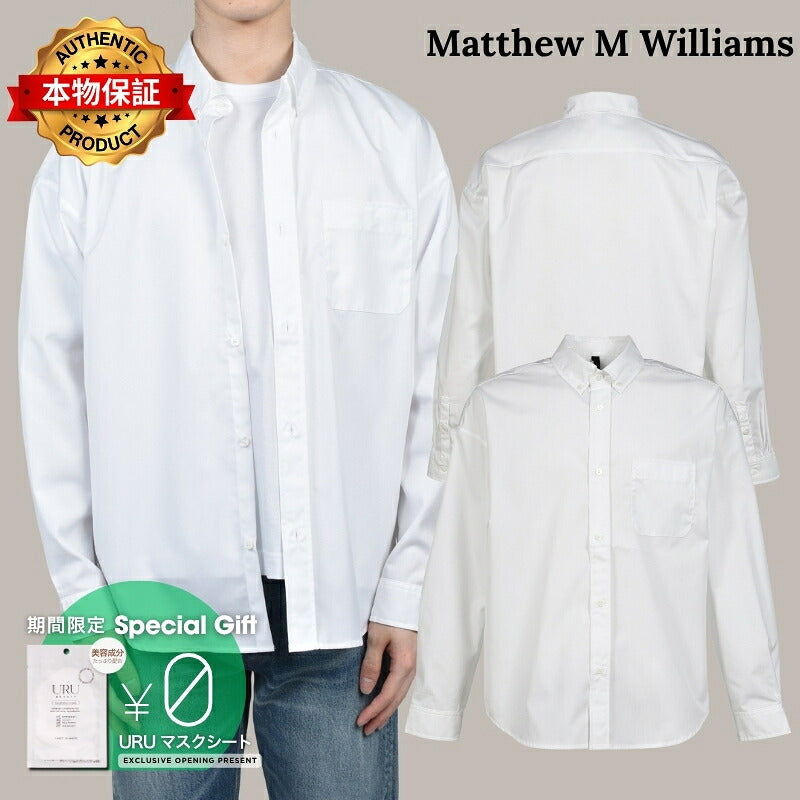 Matthew M. Williams マシュー・M・ウィリアムズ【本物保証】 Tシャツ、ストリートスタイル、メンズ  POPLIN BUTTON UP SHIRT / WHT