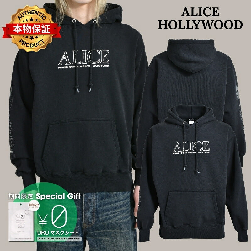 ALICE HOLLYWOOD アリス・ハリウッド 【本物保証】 パーカー ストリート系 メンズ ALICIDE METAL PULLOVER HOODIE / BLK