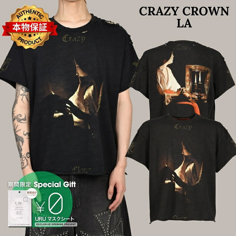 Crazy Clown LA クレイジー クラウン エルエー 【本物保証】 Tシャツ ストリート系 メンズ GEORGE DE LA TOUR T-SHIRT / Lv.2.5 / BLK