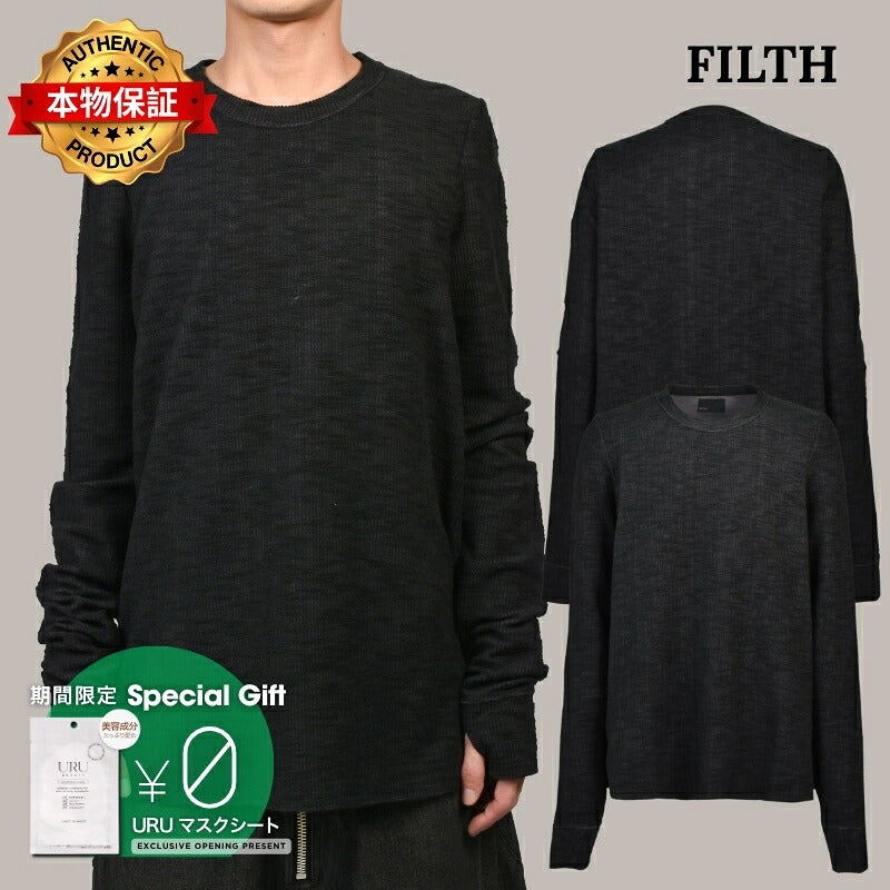 FILTH  フィルス【本物保証】 Tシャツ ストリート系 メンズ SLAB RIB L/S T / BLK