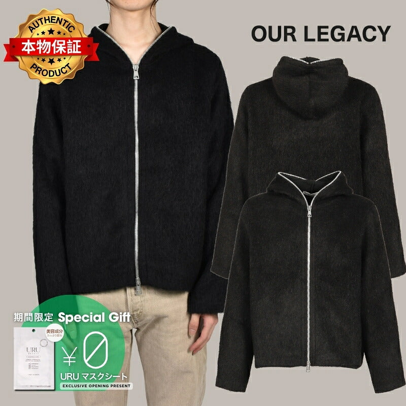OUR LEGACY アワー レガシー 【本物保証】 ニット ストリート系 メンズ FULL ZIP HOOD / BLK